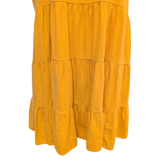Adyson Parker Womens Size L Yellow Gold Linen Rayon Tiered Ruffled S/S Dress - Picture 6 of 11